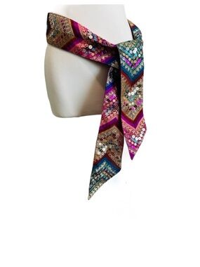 💋 BOHO Tapestry Print Sequin & Satin Sash/Scarf/Wrap - Old Navy